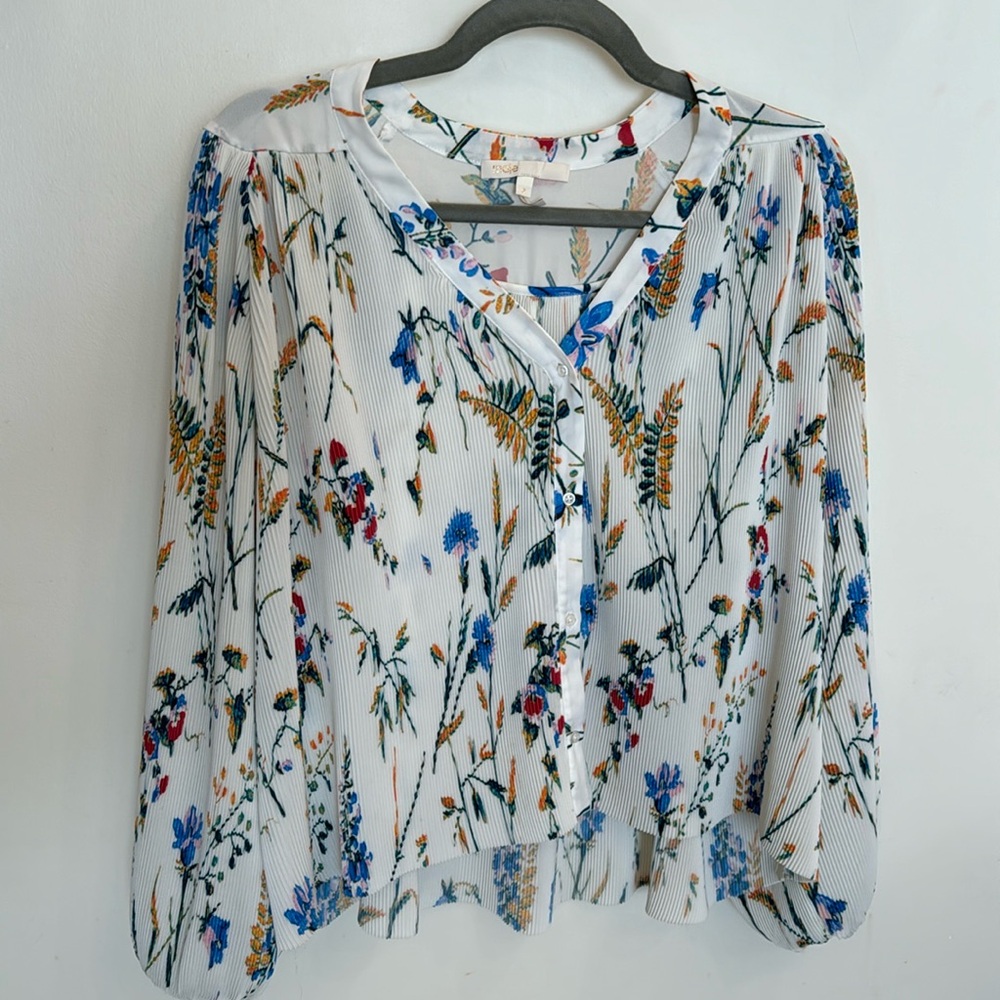 Maje floral long sleeve blouse size 2 cream floral